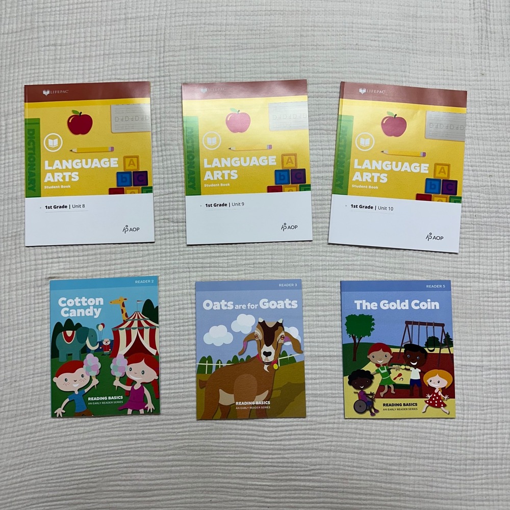 Lifepac Homeschool grade 1 Language Arts units 8 , 9 , 10 Reader 2 , 3 , 5 NEW